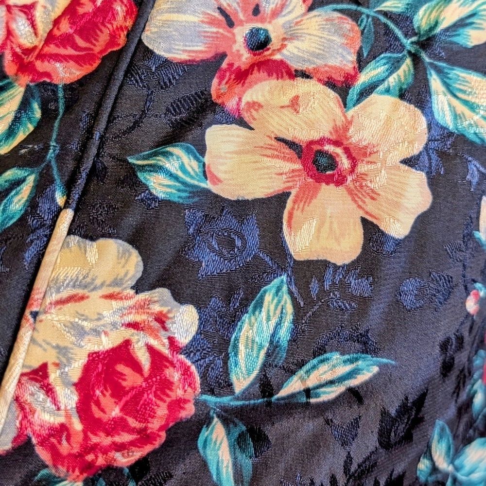 Vintage Erika Taylor Floral Satin Kimono Robe Duster Cottagecore Lounge Boho M - Picture 7 of 11